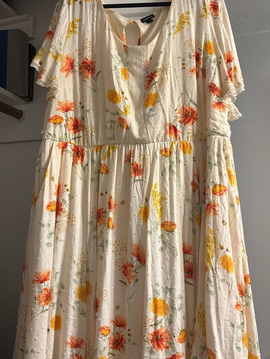 torrid Dresses & Skirts - torrid Cream Floral Midi Dress with Orange & Yellow Flowers
